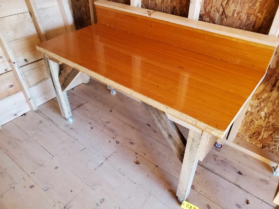 30" X 67" Wooden Workbench With Rollers