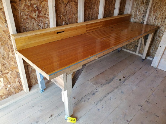 30" X 117" Wooden Workbench With Rollers