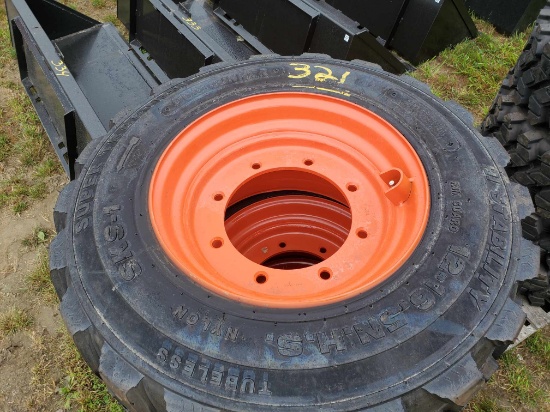 (4) New Forerunner 12-16.5   14 Ply Skid Steer Tires With 8 Bolt Wheels