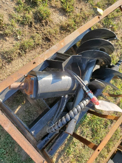 New Agro TK Skid Steer Post Auger With 6", 12" & 14" Augers