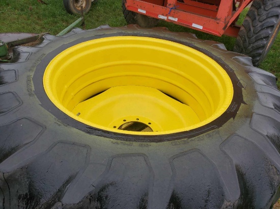 Pair Of 20.8 X 38  10 Bolt Axle Dual Tires And Wheels