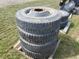 (4) 11R X 24.5 Tires With Wheels