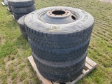 (4) 11R X 24.5 Tires With Wheels