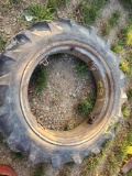 Used Firestone 8-24 Rear Tractor Tire With 4 Lug Wheel
