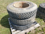 (3) Misc 11.00 X 22 Tires On Dayton Wheels