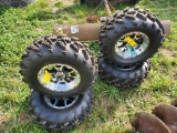 (4) AT26 X 12.00 - 12 ATV Tires With 4 Bolt SS Wheels & Lug Nuts Fits Arctic Cat Only