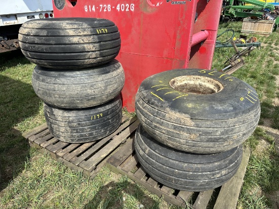 (5) 16.5 X 16.1  10 Ply Implement Tires With 8 Bolt Wheels