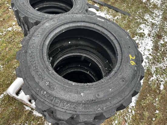 (4) New 12-16.5 14 Ply Forerunner Skid Steer Tires