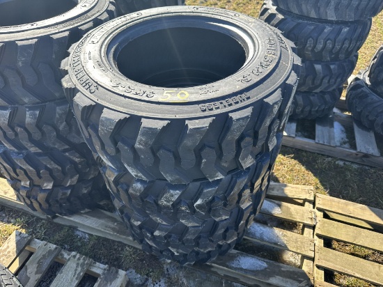 (4) New Forerunner 10-16.5 12 Ply Skid Steer Tires