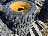 (4) New Forerunner 10-16.5 12 Ply Skid Steer Tires On 8 Bolt Cat/NH Wheels