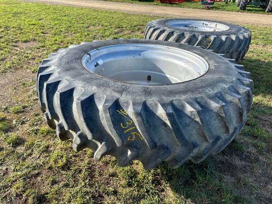 (2) Firestone 18.4 X 42 Radial Tires On 16 Bolt Combine Wheels