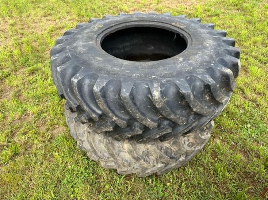 Pair Of 18.4R26 Firestone Radial All Traction FWD Tractor Tires
