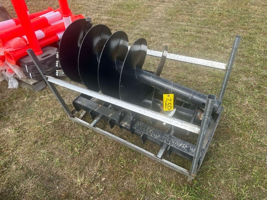 New JCT Skid Steer Post Auger With 12” & 18” Bits, Flush Face Couplers