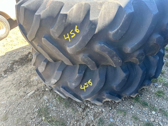 (2) 16.9 X 34 Rear Tractor Tires On Double Bevel Wheels