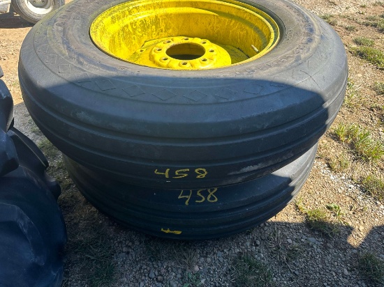 (2) 11.25 - 24 Implement Tires With 8 Bolt Wheels