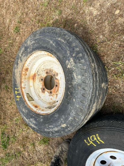 (2) 8-14.5 Trailer Tires With Wheels & (1) ST225/75R15 Tire With Wheel