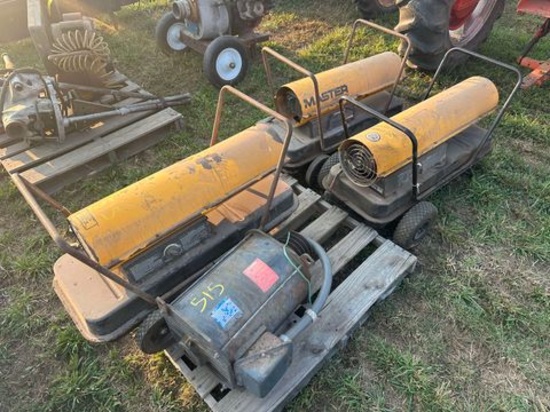 (3) Master 150,000 BTU Space Heaters & 25Hp 3 Phase Motor