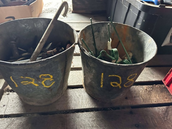 (2) Buckets Of Assorted Bolts & JD Baler Teeth