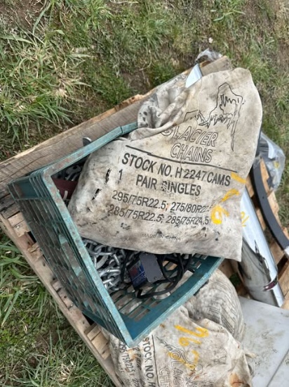 Milk Crate Full Of Truck Tire Chains