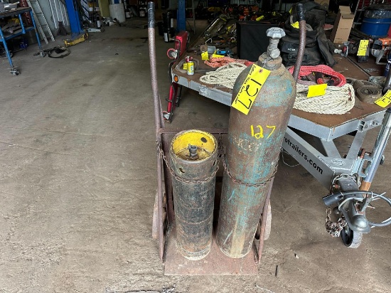 Oxygen & Acetylene Tanks With Cart