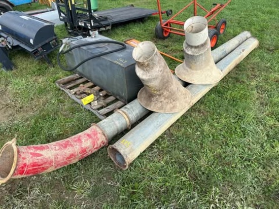 (2) 12’ Sections Of 9” Steel Blower Pipe & (2) Clean Chute Funnels