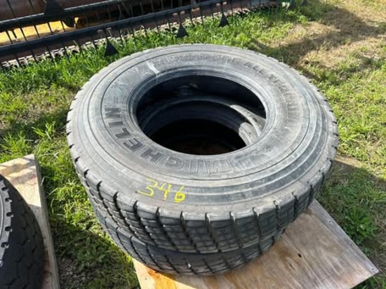 (2) 12R22.5 Used Truck Tires