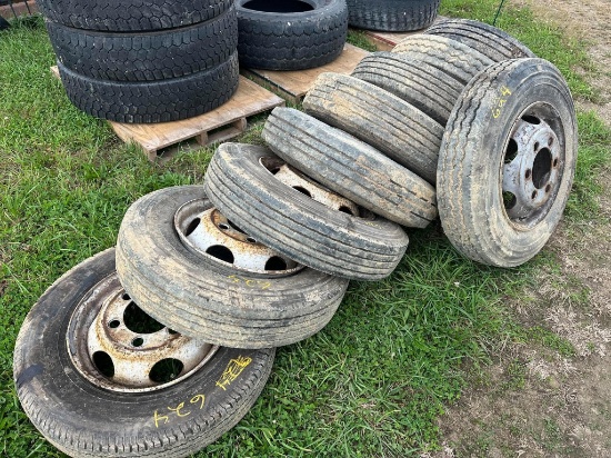 (9) 8R19.5 Truck Tires & Wheels