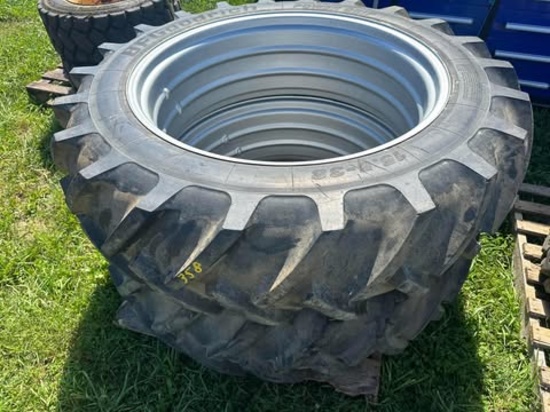 (2) Like New 15.5-38 BF Goodrich Power Grip Rear Tractor Tires