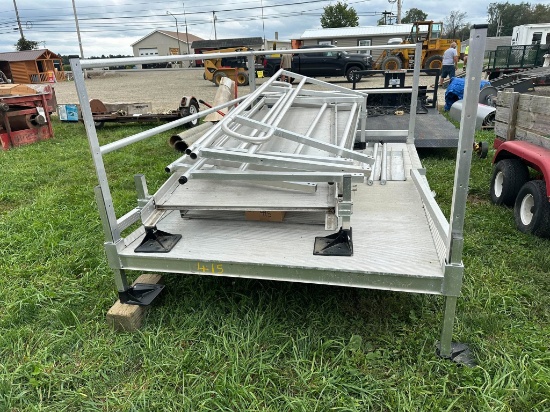 66” X 102” Aluminum Deck With 3 Sections Of 6’ Ramps With Rails & Hardware