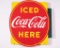 Iced Coca-Cola Here Double Sided Porcelain Coke Flange Sign TAC 9.5
