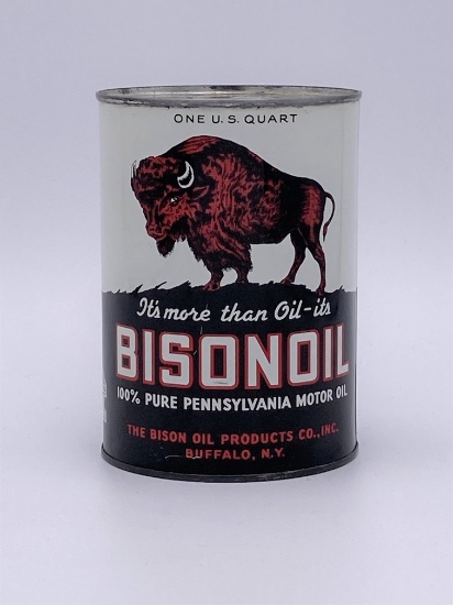 Full 1 Quart Can Bison Oil Motor Oil w/ Buffalo Logo TAC 9.5