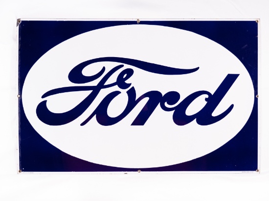 Reverse Color Ford in Oval Single Sided Porcelain Sign TAC 9.25