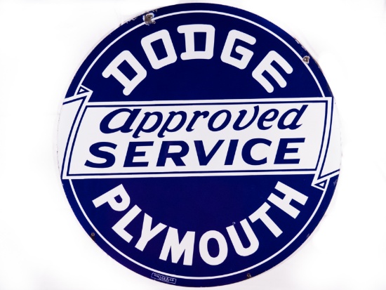42" Dodge Plymouth Approved Service Double Sided Porcelain Sign TAC 8.9
