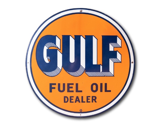 36" Gulf Fuel Oil Dealer Single Sided Porcelain Sign TAC 8.9
