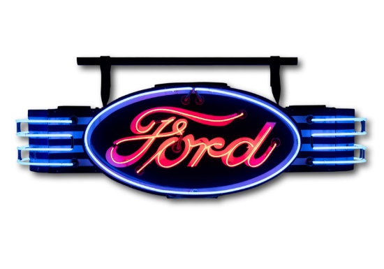 Rare 6' Ford Double Sided Porcelain Neon Sign TAC 9.0