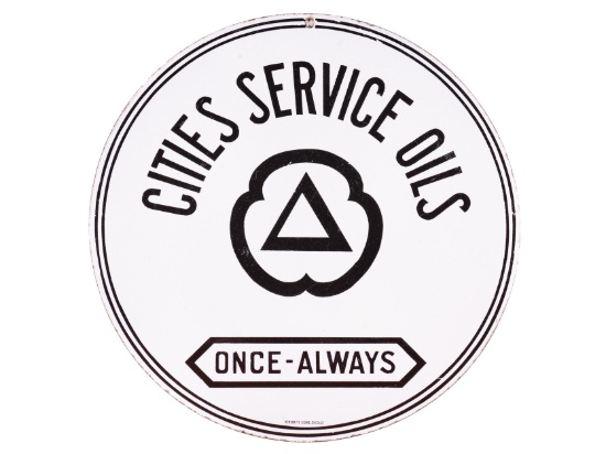 21" Cities Service Oils Once Always Double Sided Porcelain Sign TAC 9.25 & 9