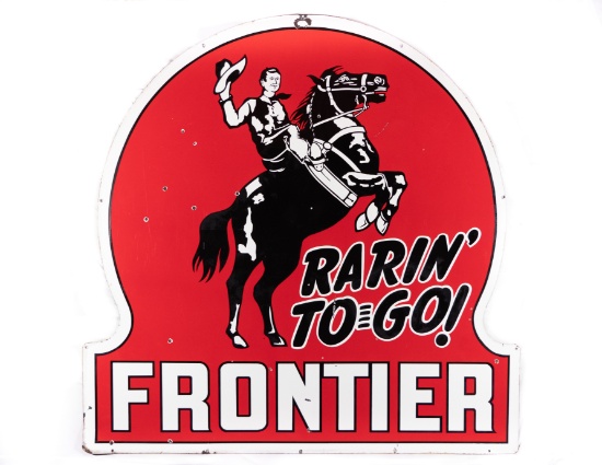 72" Frontier Rarin' To Go! Double Sided Porcelain ID Sign TAC 8.5