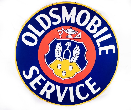 60" Oldsmobile & Crest Double Sided Porcelain Identification Sign TAC 8.9