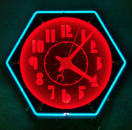 Electric Neon Company Cleveland Clock w/ Art Deco Numbers