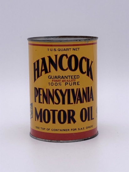 Hancock Pennsylvania Motor Oil 1 Quart Can TAC 9.0