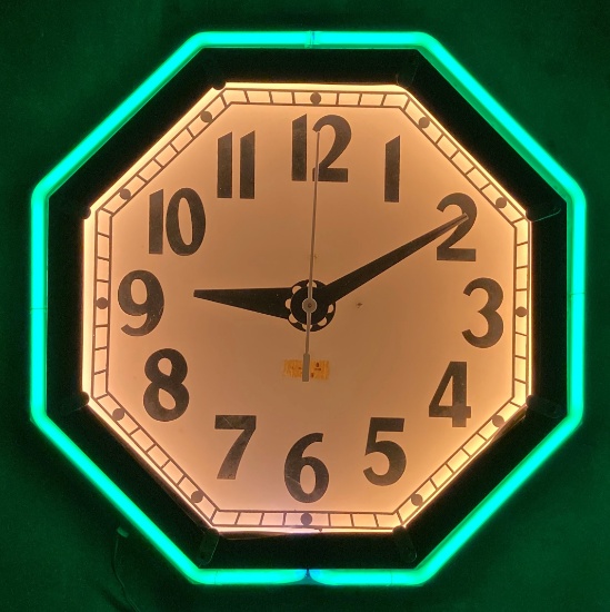 Electric Neon Company Neon Cleveland Octagon Clock