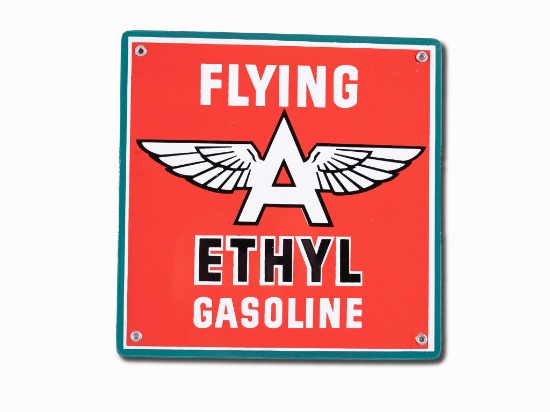 Flying A Ethyl Gasoline Single Sided Porcelain Sign TAC 9.75