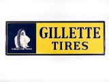 1930's Gillette Tires A Bear for Wear Single Sided Tin Metal Sign TAC 8.75