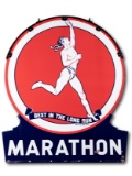 Large Marathon Best in the Long Run Double Sided Porcelain Sign TAC 9 & 8.9