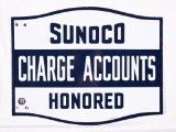 Sunoco Charge Accounts Honored Double Sided Porcelain Sign TAC 9.5