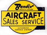 Bendix Aircraft Sales Service Authorized Service Station Double Sided Porcelain Flange Sign TAC 9+