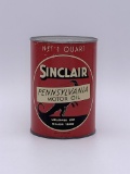 Sinclair Pennsylvania Motor Oil w/ Standing Dino Logo 1 Quart Can TAC 8+ Circa 1940's
