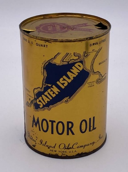 Staten Island Motor Oil Metal Quart Can 8.5