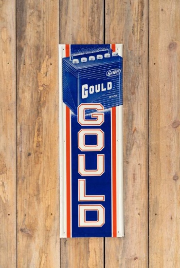 Gould Battery Single Sided Tin Embossed Metal Sign TAC 9.25