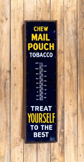 6' Chew Mail Pouch Tobacco Porcelain Thermometer Sign TAC 9+